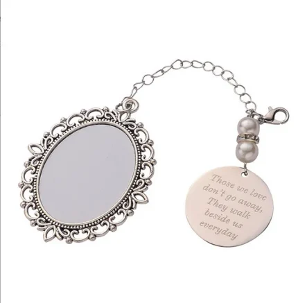 Sublimation Wreath Memorial Pendant Engraved Word Heat Transfer Creative Blank Accessories Round European and American Hanging ornaments A0018