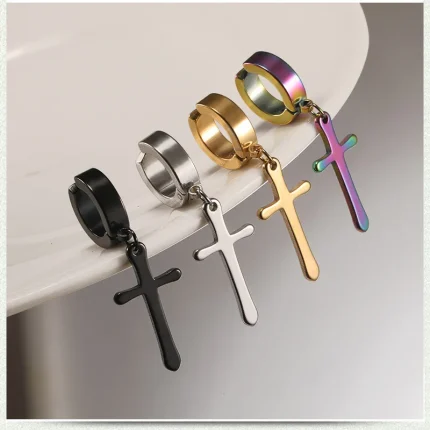 Stud Earrings Men Earrings Black Silver Beautifully Stainless Steel Jewelry Round Ear Clip for Boys